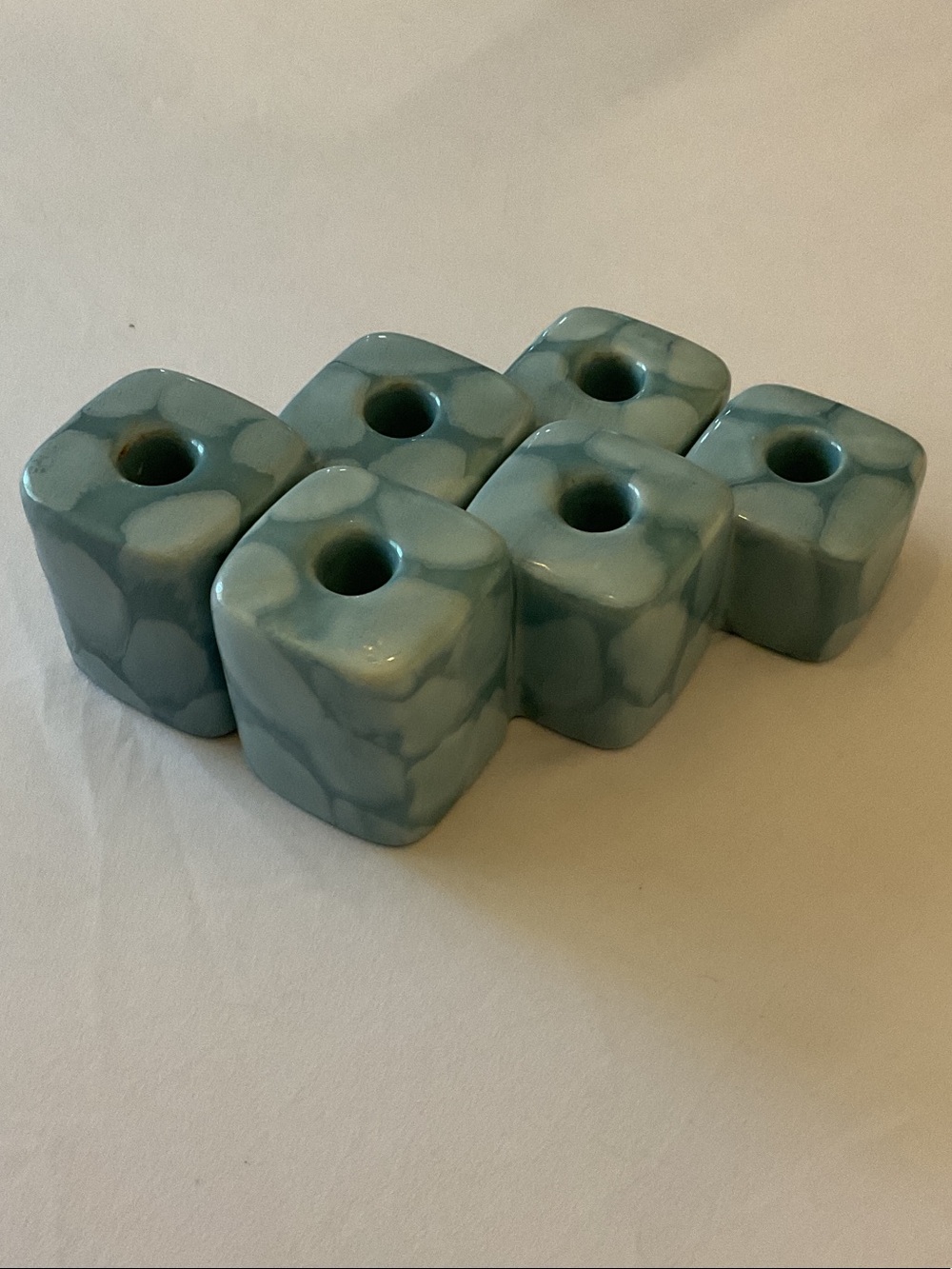 3 Tier Cloud Blue Ceramic Candle Holders, Set of 2 Royal Haeger by Royal Hickman